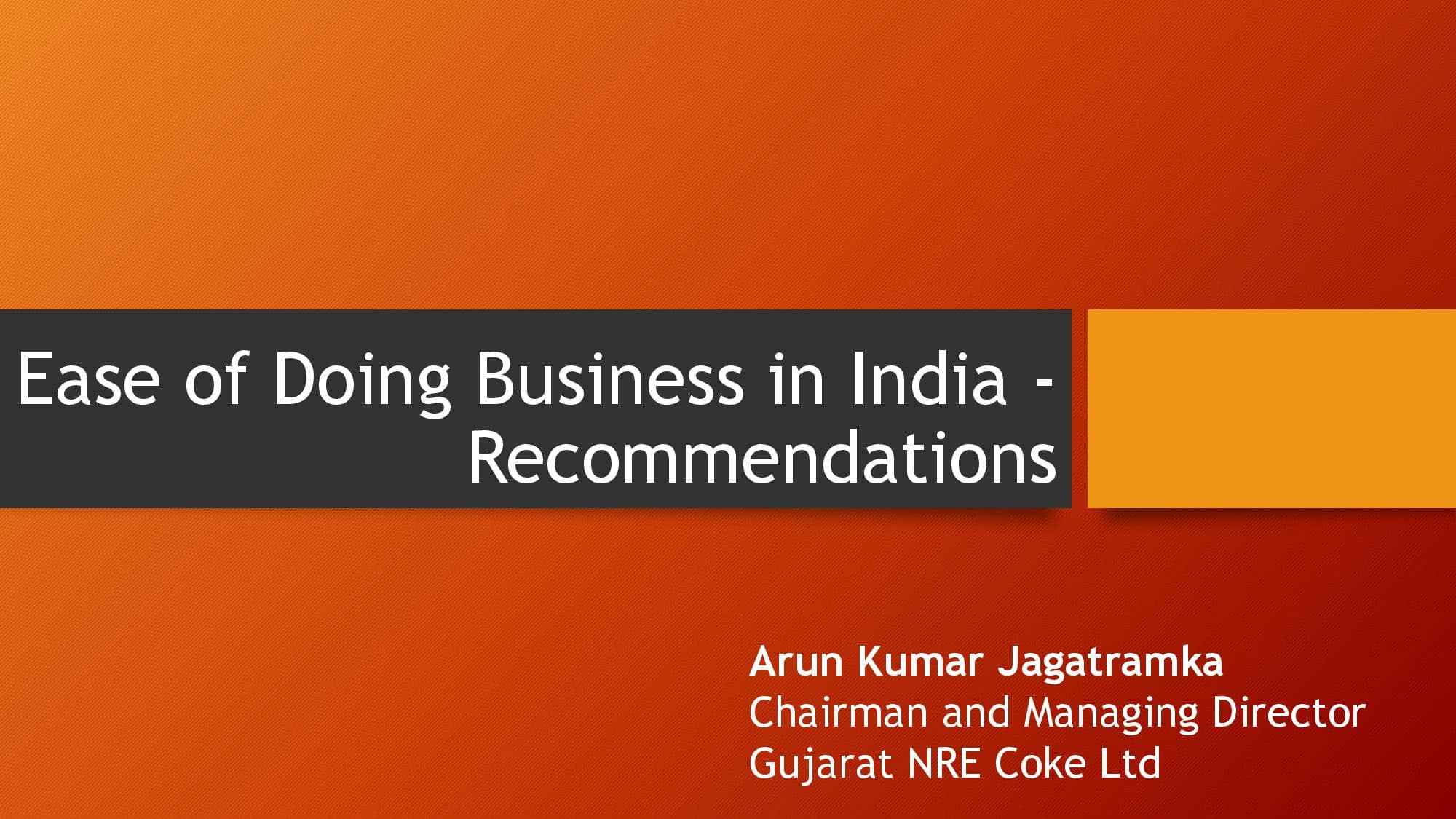Ease of Doing Business in India-Recommendations